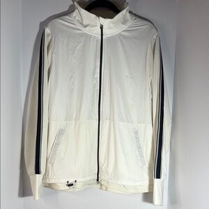 Tangerine White Windbreaker with Black Stripes